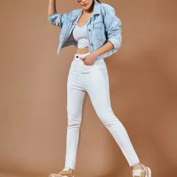 DOLCE CRUDO White High Rise Stretchable Jeans image 4