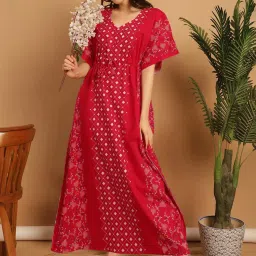 Secret Wish Red Cotton Printed Kaftan image 4
