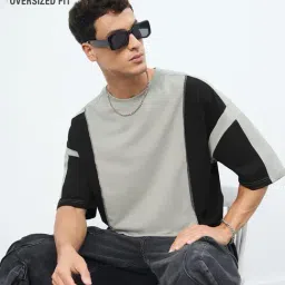 The Souled Store Grey Relaxed Fit Colourblocked T-Shirt-picture-31