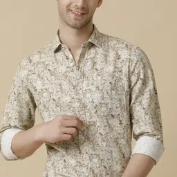 Linen Club Muticolored Linen Contemporary Fit Printed Shirt image 4