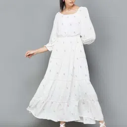 Code by Lifestyle Off-White Floral Print Maxi Dress-image-95