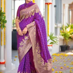 Manohari Purple Woven Saree With Unstitched Blouse-image-11