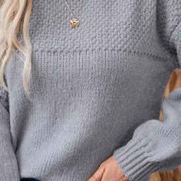 all about you Women Ribbed Self Design Long Sleeves Pullover image 2