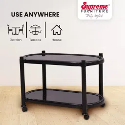 SUPREME Aqua Center Trolley Table 655.32 mm (25.8 inch) Depth Rectangle Black 2.6 Kg image 5