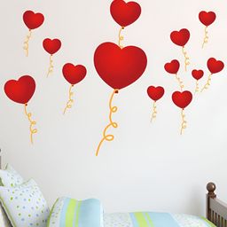 LANSTICK Red Heart Balloon Printed Waterproof Wallpaper-picture-8