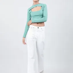 Bene Kleed White Cotton Bootcut High Rise Jeans image 4