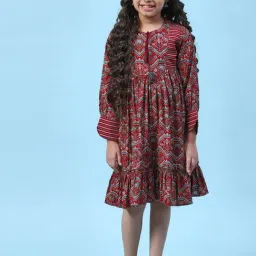 Biba Girls Maroon Tiered Dress-image-43