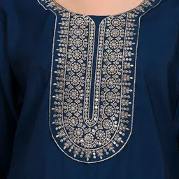 BANJANAN Women Ethnic Motifs Embroidered Regular Thread Work Kurta with Trousers image 4