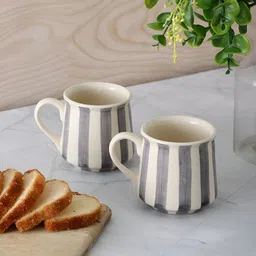 VarEesha Grey & White Printed Ceramic Glossy Cups Set of Cups and Mugs-image-3