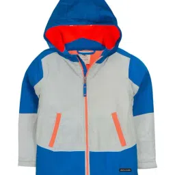 Cherry Crumble By Nitt Hyman Kids Grey & Blue Color Block Hooded Jacket-picture-24