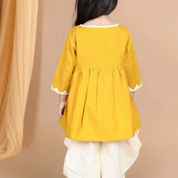 LITTLE GINNIE Girls Printed Regular Thread Work Kurta with Dhoti Pants image 2