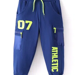 Babyhug French Terry Knit Full Length Lounge Pant with Text Print - Navy Blue-picture-21