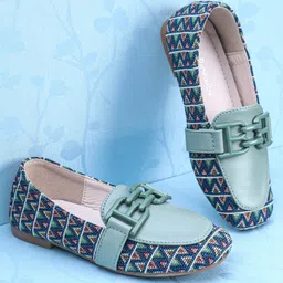 Pine Kids Slip On Ballerina with Applique with Monogram Print - Light Green-picture-23