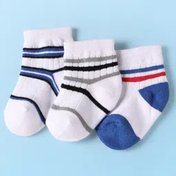 Cute Walk By Babyhug Cotton Knit Ankle Length Anti Bacterial Socks With Design Pack Of 3 - Multi Colour-image-95