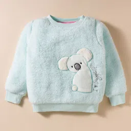 Wingsfield Full Sleeves Koala Patch & Fur Detailed Light Winter Sweatshirt - Sky Blue-picture-20