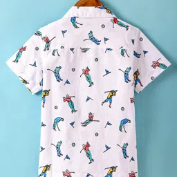 JASH KIDS Cotton Knit Half Sleeves Sports Theme Printed Shirt - White image 2