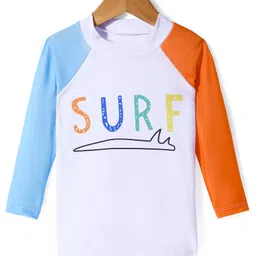 KIDLINGSS Full Sleeves Surf Text Printed Top & Leggings - White & Pink image 3