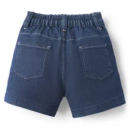 Babyhug Mid Thigh Denim Washed Shorts With Stretch - Navy Blue image 2