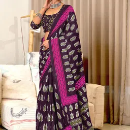 HMP Fashion Ajrak Printed Block Ikat Saree-picture-25