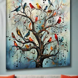 Myntra Elegant Homes Blue & Brown 1 Piece Canvas Birds and Animals Wall Paintings-picture-28