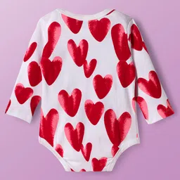Babyoye Interlock Knit Full Sleeves Onesies with Heart & Text Print Pack of 2 - Pink & White image 5