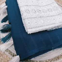 prkz fashion Dyed Manipuri Viscose Rayon Saree image 3