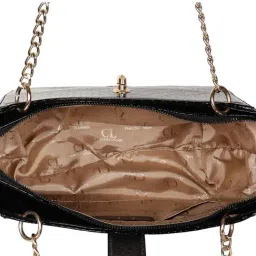 Carlton London Black Textured Medium Shoulder Handbag image 5