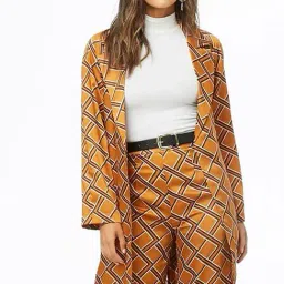 Forever 21 Amber & Navy Geometric Print Duster Jacket-image-39