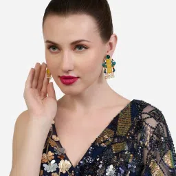 Zaveri Pearls Multicolor Meenakari Peacock Ethnic Pearls Dangler Earring image 4