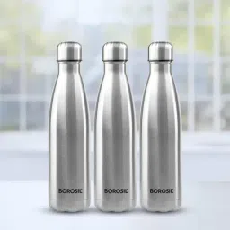 borosil ?Borosil Water Bottle with Single Wall & Leakproof Set of 3 (Silver, ?1000 ml)-picture-14