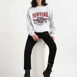 TOMMY HILFIGER Grey & Red Cotton Graphic Print Sweatshirt image 5