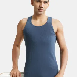 Jockey 9922 Men's Super Combed Cotton Rib Racer Back Styling Round Neck Gym Vest image 4