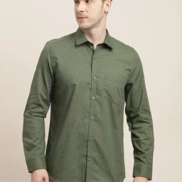 Turtle Green Cotton Slim Fit Printed Shirt-picture-40