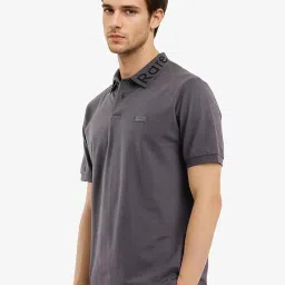 Rare Rabbit Grey Regular Fit Solid Polo T-Shirt image 4