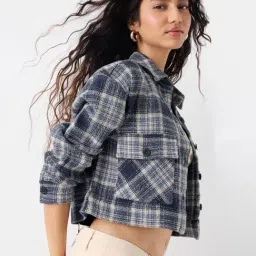The Souled Store Blue Checked Shacket image 4