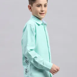 Monte Carlo Kids Mint Green Solid Full Sleeves Shirt image 4