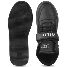 The White Pole Men's Black Ankle High Sneakers image 4