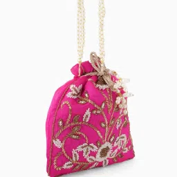 Gaurapakhi Pink Embellished Potli image 4