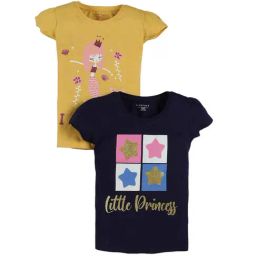 Plum Tree Kids Navy & Yellow Embellished T-Shirt (Pack Of 2)-picture-2