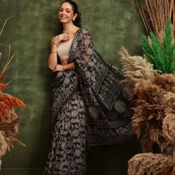Silk Land Black Printed Saree image 3