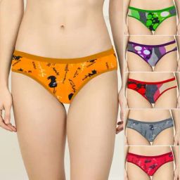 AROUSY Yellow & Green Printed Bikini Panties - Pack Of 6-picture-42