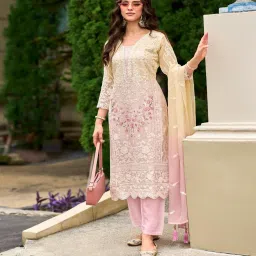 Autumnlane Faiza Pink Full Work Premium Pakistani Suit Set image 4