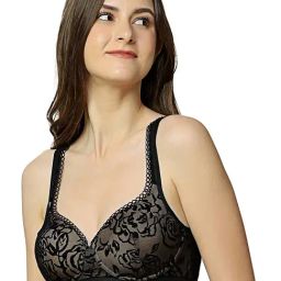Triumph Black Embroidered Half Coverage Everyday Bra-picture-6