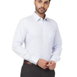 Raymond Blue Cotton Contemporary Fit Striped Shirt image 4
