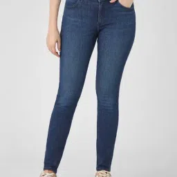 Wrangler Dark Blue Mid Rise Skinny Jeans-image-91