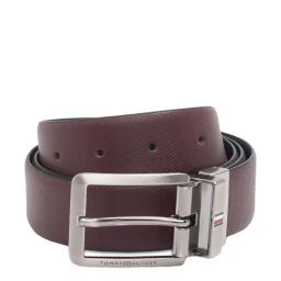 TOMMY HILFIGER Seward Wine & Navy Leather Reversible Belt For Men-picture-42