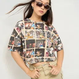 People By Pantaloons Multi Cotton Boxy Fit Printed T-Shirt image 4