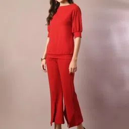 Myshka Red Flare Fit Pants image 4