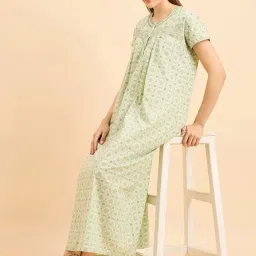 Sweet Dreams Green Cotton Printed Night Gown image 4