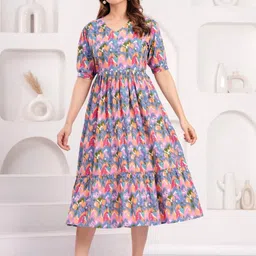 Moda Rapido Print Puff Sleeve Maternity Maxi Dress-picture-42